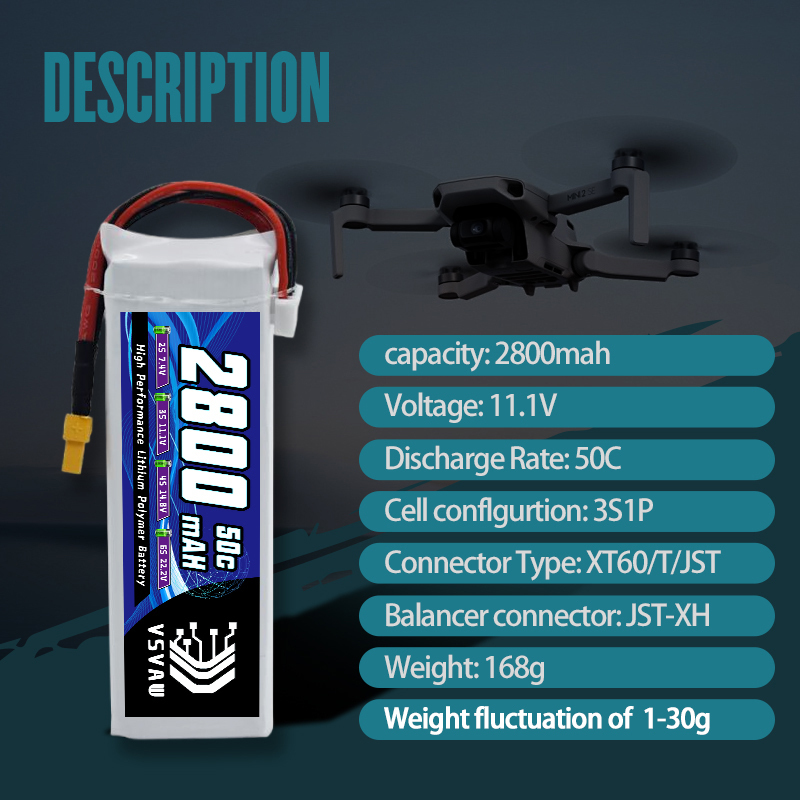VSVAW 3S 2800mAh ลิโพแบตเตอรี่ - Hobby Rc Quadcopters & Multirotors บทวิจารณ์และราคา